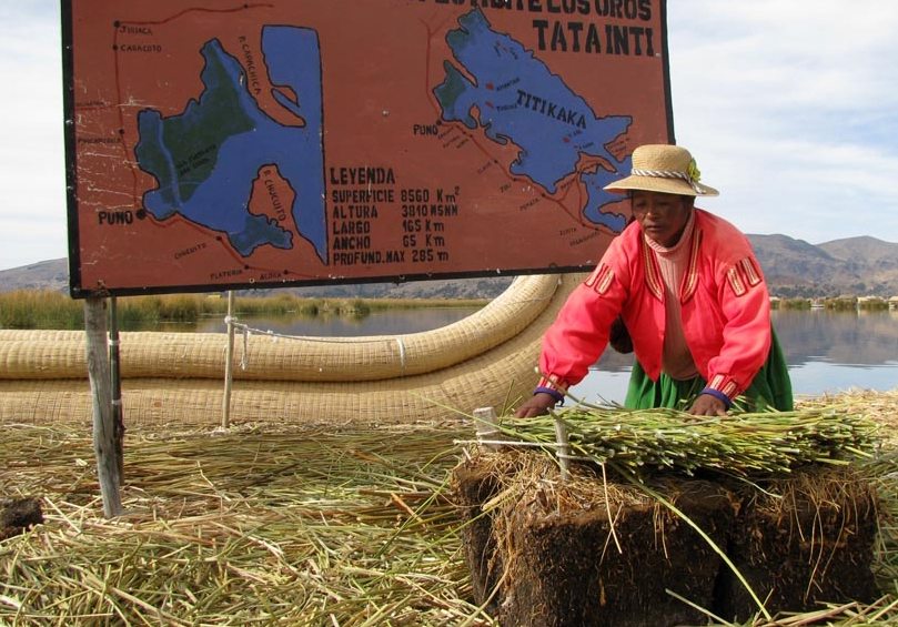 Un bon socle de tourbe surlequel on alterne perpendiculairement des couches de totora